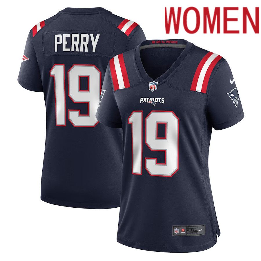 Women New England Patriots #19 Malcolm Perry Nike Navy Game Player NFL Jersey